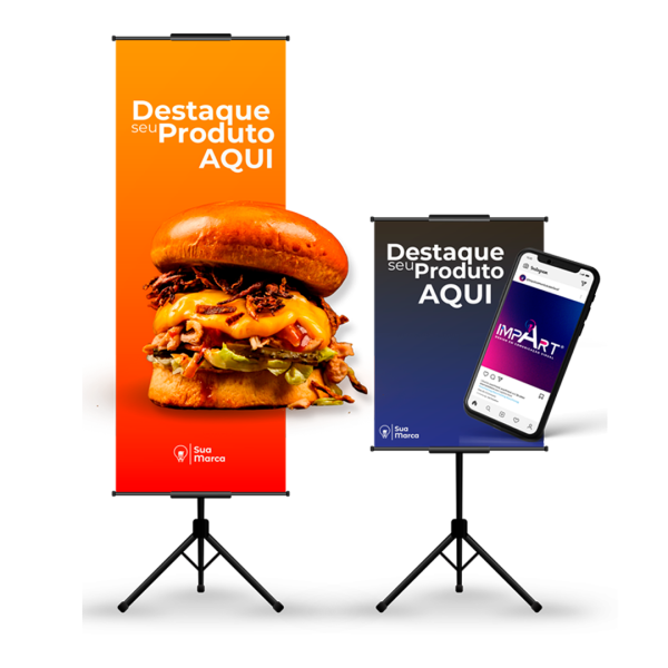 Banner 3D Personalizado em Lona 440g com Bastão e Cordinha | Escolha o tamanho